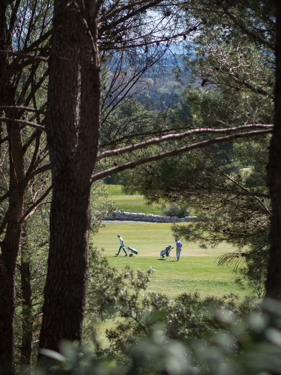 Golf Course Provence Country Club, view from the terrace over the 5th fairway towards the Alpilles.